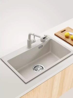 China White Composite Quartz Undermount Kitchen Sink 635mm Length Without Faucet for sale