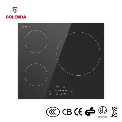 China Reinforced 3 Burner Electric Induction Hobs Cooktop Crystal Panel Type for sale
