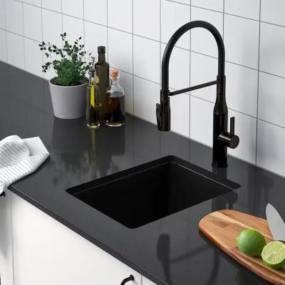 China Stone Black Composite Single Bowl Sink , Triangle Overmount Sink On Quartz for sale