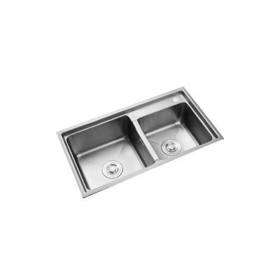 China Under Mount Ss 304 Kitchen Sink , Handmade Double Bowl Sink With Faucet for sale