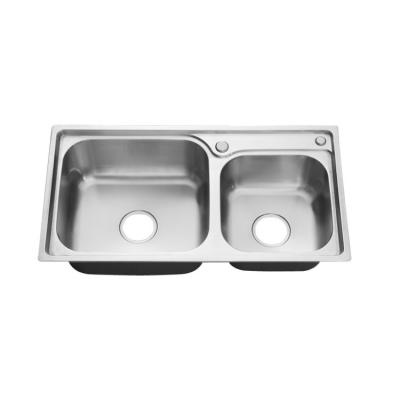 China Above counter Series 304 Handmade Sink , Double Bowl Drop In Kitchen Sink 30 Inch for sale