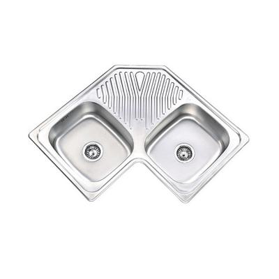 China Large 304 Stainless Steel Kitchen Sink Basin  Top Mounted   160mm Hight for sale