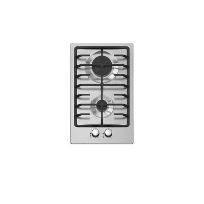 China High Power Built In Gas Hob 25cm With 2 Burner Child Lock Panel Glass for sale