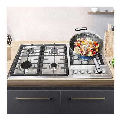 China Electric Built In Gas Hob 5 Burner Stainless Steel Gas Hob for sale