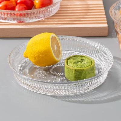 China Round 300ml Unique Dinnerware Sets 7 Inch Pressed Vintage Glass Dinner Plates for sale