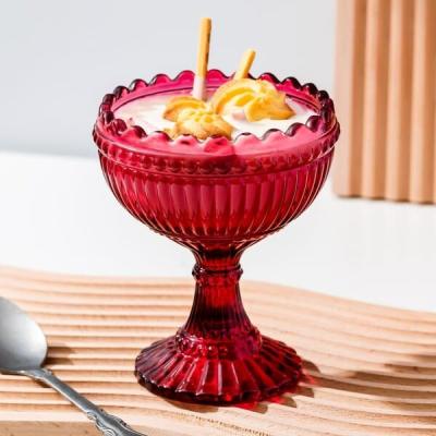 China a cozinha 160ml de vidro acautela-se o gelado do vintage de 5,6 onças coloriu os pratos de vidro da sundae à venda