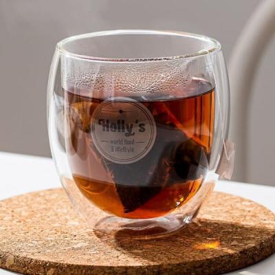 China copos de café fundidos de vidro bebendo do vidro de Borosilicate da boca 15oz da parede do dobro 430ml à venda