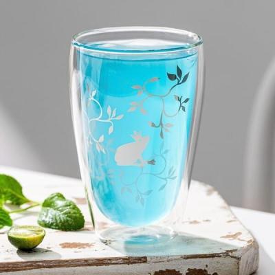 China 12 Ounce Double Wall Drinking Glass 340ml Borosilicate Glass Insulated Tumbler for sale