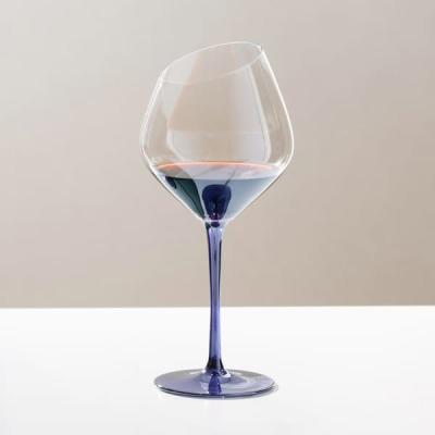China Lead Free 550ml Glass Drinking Goblets 19 Ounce Angled Iridescent Wine Glasses for sale