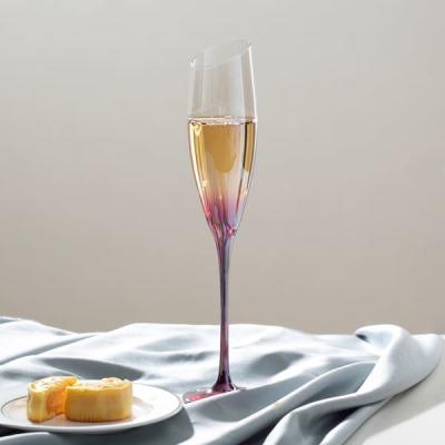China Boca biselada sin plomo rojo Champagne Glasses 172ml de la pendiente iridiscente de 6 onzas en venta