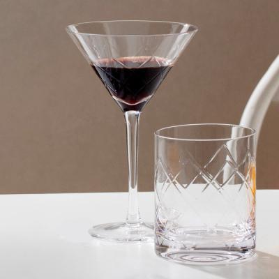 China Hand Cut 8oz Glass Drinking Goblets 230ml Transparent Engraved Martini Glasses for sale