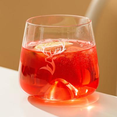 Chine 485ml a gravé à l'eau-forte la main en verre Crystal Rock Drinking Glasses enflé des tasses 16oz de boissons à vendre