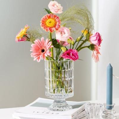 China Transparent Shaped Glass Vases Machine Pressed 7.15 Inch Height Table Lamp Style for sale