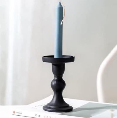 China Black Color Glass Candle Holder Lead Free Pillar And Taper Candle Holders for sale