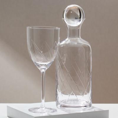 China 42 Ounce Clear Glass Carafes Hand Blown 1200ml Glass Bottle With Stopper for sale