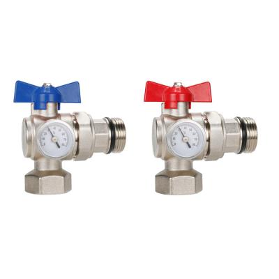 China Radiant Heating Manifold Ball Valve with DR-3104 Temperature Gauge and Easy Operation for sale