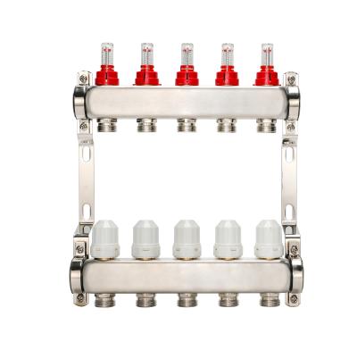 China DR-1201 5-Branch SS304 Underfloor Heating Manifold for Hydronic Radiant Heating Materials for sale