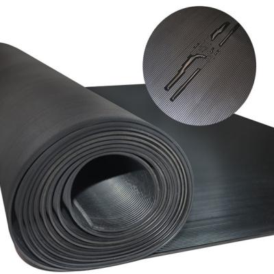 China 4mm Thick Corrugated Fine Rib Rubber Runner Mats Waterproof For Hallways à venda