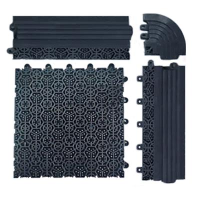 China Outdoor Slip Resistant PVC Interlocking Floor Mat 200*200 16MM Thickness for sale