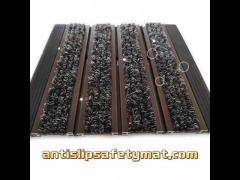 Bronze Aluminum Frame Carpet Entrance Floor Mat Remove Dirt Anti Slip