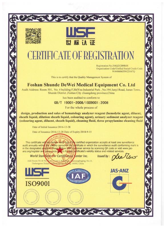 ISO 9001 - Dewei Medical Equipment Co., Ltd