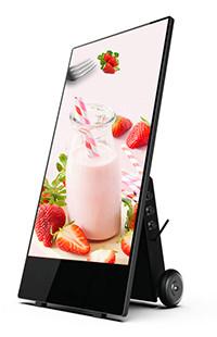 China Battery Powered Supply LCD Poster 43 Inch Portable Digital Billboard Advertising Display Screen with Movable Wheels for sale