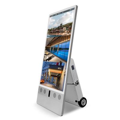China Ip65 Movable A Board Poster , 50Ah Battery Powered Lcd Portable Digital Signage for sale
