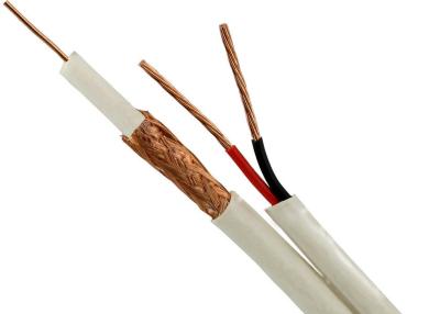 China Cable Sq coaxial de cobre vestido blanco de los cables RG59/U+2x0.75 milímetro del CCTV en venta