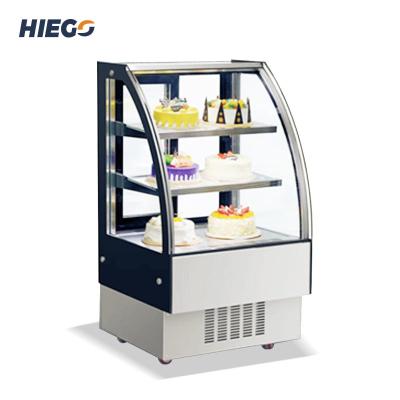 China Cake Display Showcase Air Cooling For Supermarket Curved Glass Chiller Cake Showcase for sale