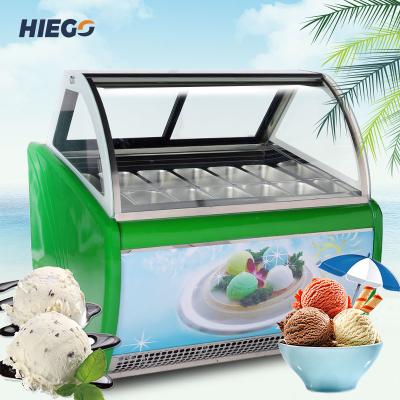 China Commercial Countertop Ice Cream Dipping Freezer 16 Pans Gelato Display Case for sale