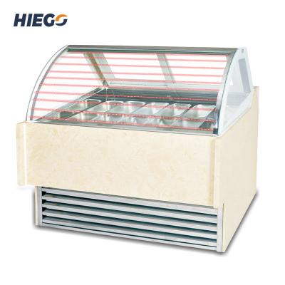 China 12-20 Pans Ice Cream Display Cabinet Countertop Gelato Dipping Freezer for sale