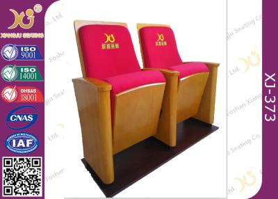 China High back  red Auditorium Seats with wooden side board company logo for sale
