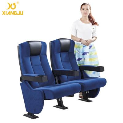 China Cold Rolled Steel Legs PP Injection Fold Armrest PU Mould Foam Movie Theater Chairs for sale