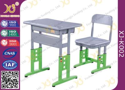 China Adjustable Metal Student School Table And Chairs With Skid Resistance Legs for sale
