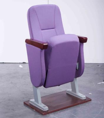 中国 安い紫色の生地販売のためのパッドを入れられた座席基盤が付いている積み重ね可能な教会椅子 販売のため