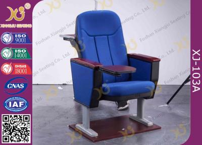China Anti Stain Fabric Material Auditorium Chairs With Normal Iron Leg Box And Table for sale