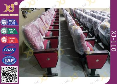 China Red Church Hall Theater Room Seating With Row Number Rubber Wood Arm Rest for sale