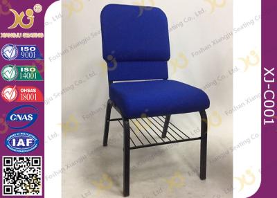 China Padded Hotel Seating Metal Stackable Church Hall Chairs With Logo / Interlock for sale