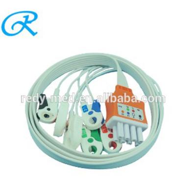 China Adult / Pediatric 5 Lead Ecg Cable , White AHA Nihon Kohden Ecg Cable for sale