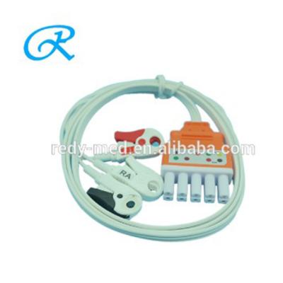 China Siemens Drager 3 Lead / 5 Lead Disposable ECG Cables For Ecg Machine White Color PVC Material for sale