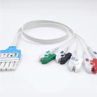 China Compatible HP / PH 5 Lead Ecg Cable , TPU DG Type ECG Patient Cable for sale