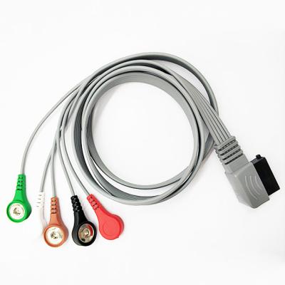 China HP 5 lleva los accesorios médicos del cable reutilizable de los 90cm Holter ECG para el monitor de Holter en venta