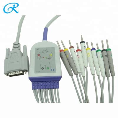 China Din 3.0 IEC 15 Pin 10 Lead Nihon Kohden EKG Cables for sale