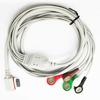 China GE SEER Light 5 7 10 Leads IEC/AHA Snap/Clip type Holter ECG Cable for sale