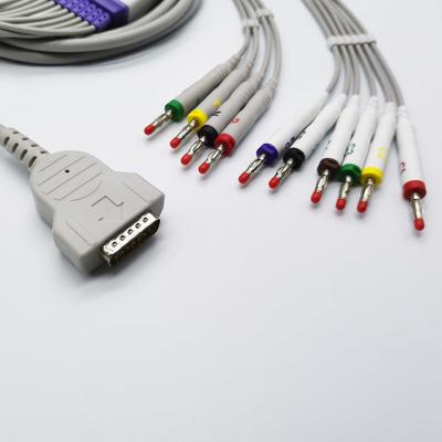 China GE 10 Lead EKG Cables Banana Connector Proximal 3.6M Length 10K Resistor,Leadwrie And Truck for sale
