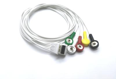 China Mortara H3 5 Leads IEC AHA ECG Lead Wires With Snap Type for Holter Recorder for sale
