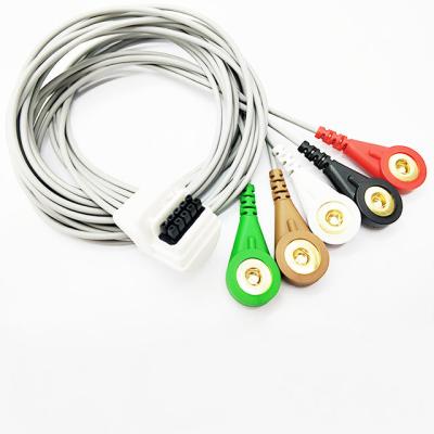 China 5 Leads IEC AHA ECG Patient Cable With Snap Type For Holter Recorder for sale