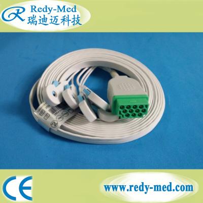 China Compatible GE 11Pin Disposable ECG Lead Wires Snap type for Patient Monitor for sale