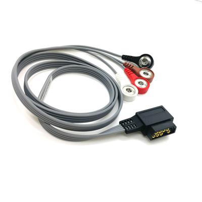 China Holter ECG Recorder Cable 4 Lead ECG Snap Connector Complitility With PH for sale