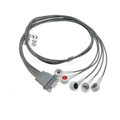 Chine Couleur de gris de câble de l'électrode AHA Holter ECG d'avance de TPU 5 pour Schille à vendre